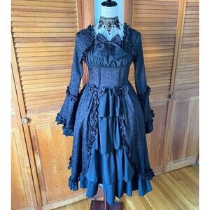 Dark Marie Antoinette II Gothic Lolita Victorian Cosplay Vkei Gown w/ Bows